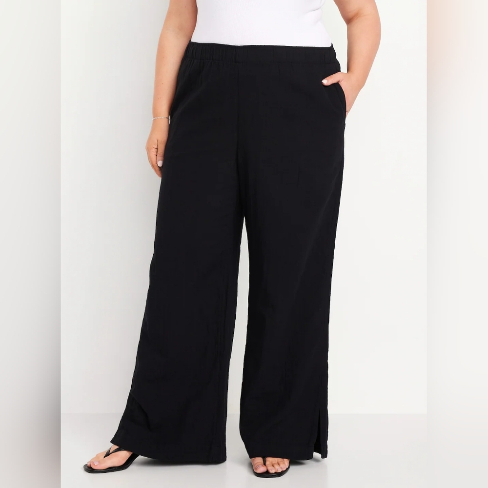 Old Navy Black Wide-Leg Cotton Pants